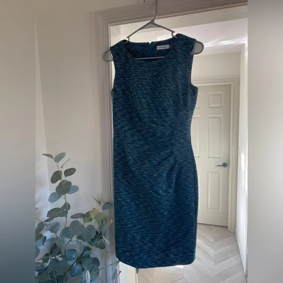 calvin klein blue pleated dress Size 4 CALVIN KLEIN Royal Blue Pleated Bodycon Dress – The DARRling Garage main image 1